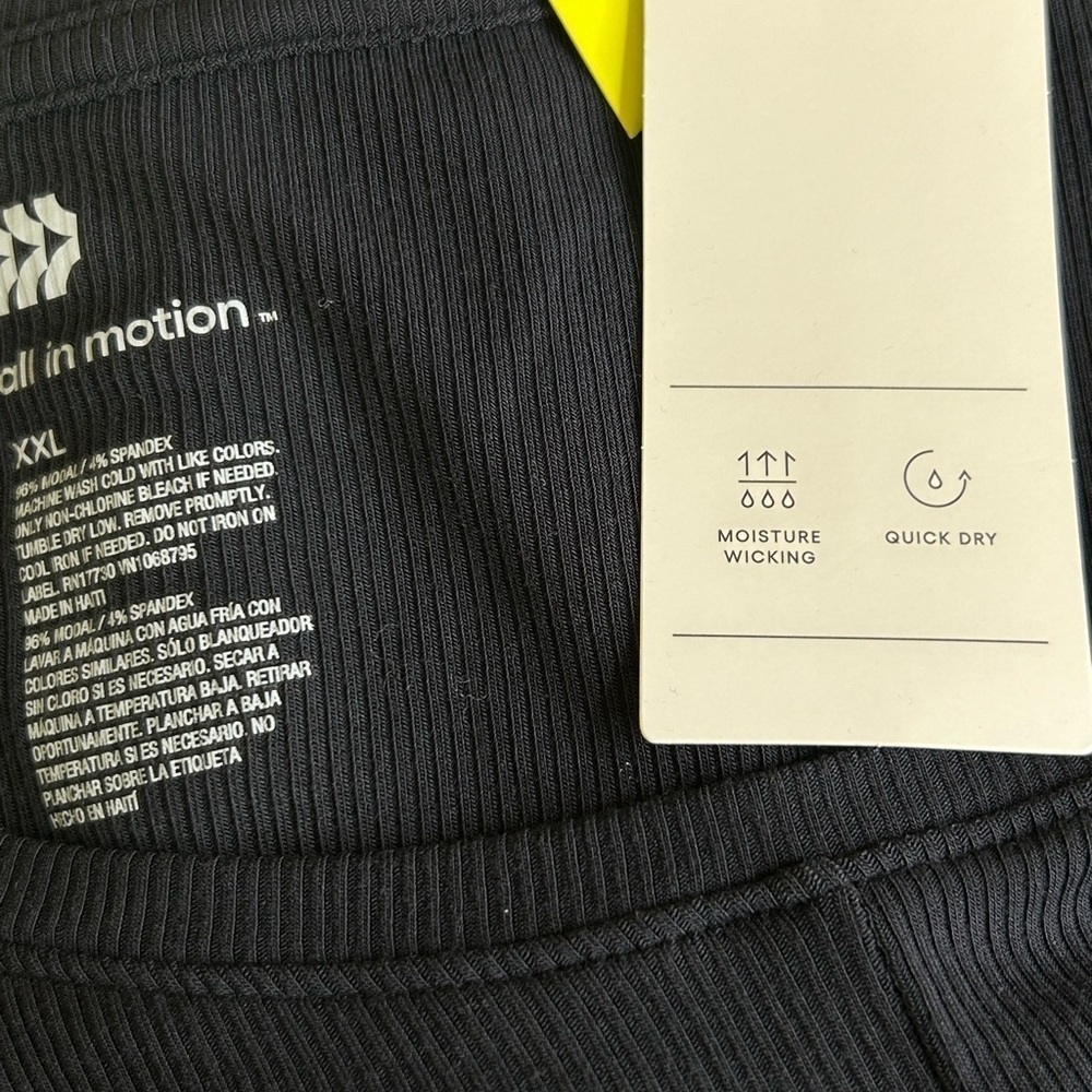NEW All In Motion Ribbed Twist Front T-Shirt XXL long sleeve black - Picture 4 of 4